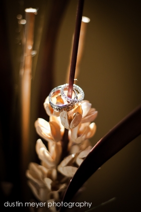 A unique and elegant wedding rings detail photo taken by Austin wedding photographers at Dustin Meyer Photography